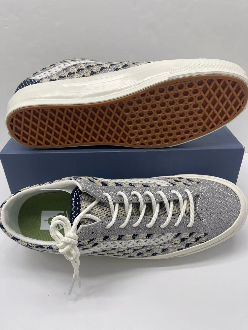 Vans LX Old Skool 36 EK Geo Check Frost Gray Knit Sneakers VN000EFK85T Men’s